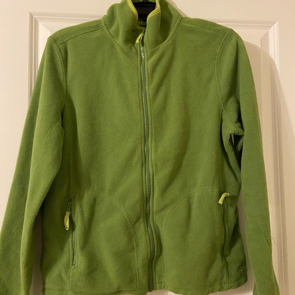 Robert Louis M Green Fleece Zip Up Sweater Top